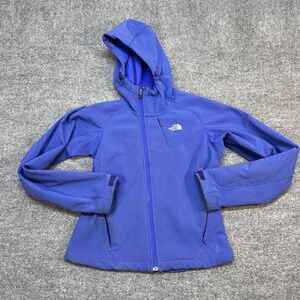 The North Face Jacket Womens Small Blue Hooded Softshell Fleece Lined Hiking